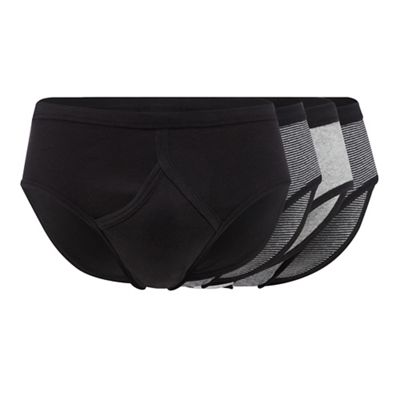 The Collection Big and tall pack of four grey and black striped and plain briefs